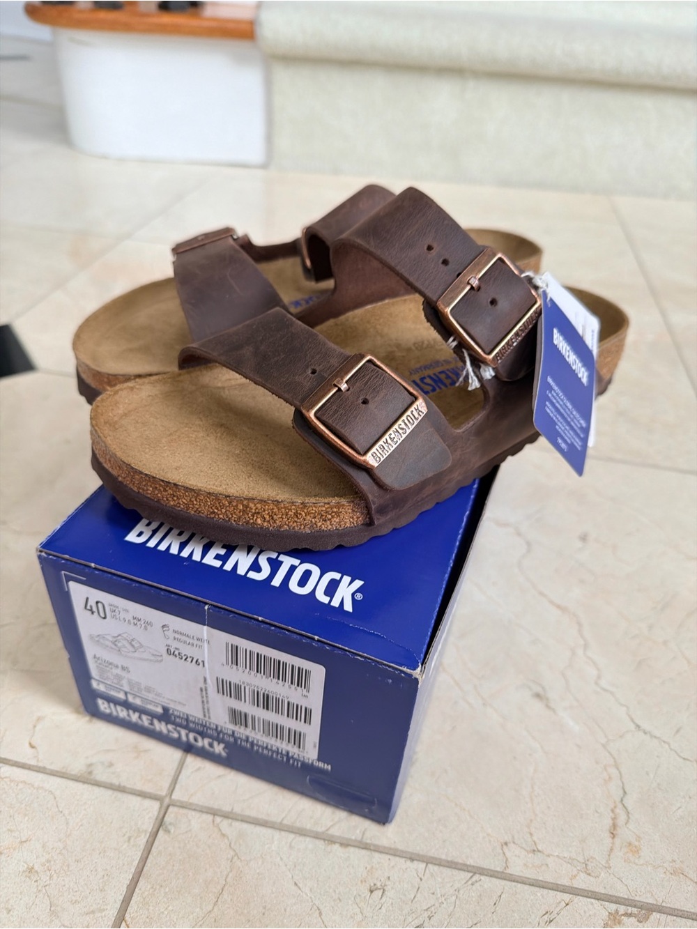 Birkenstock Oiled Leather Arizona Soft Footbed Sandals - Brown
